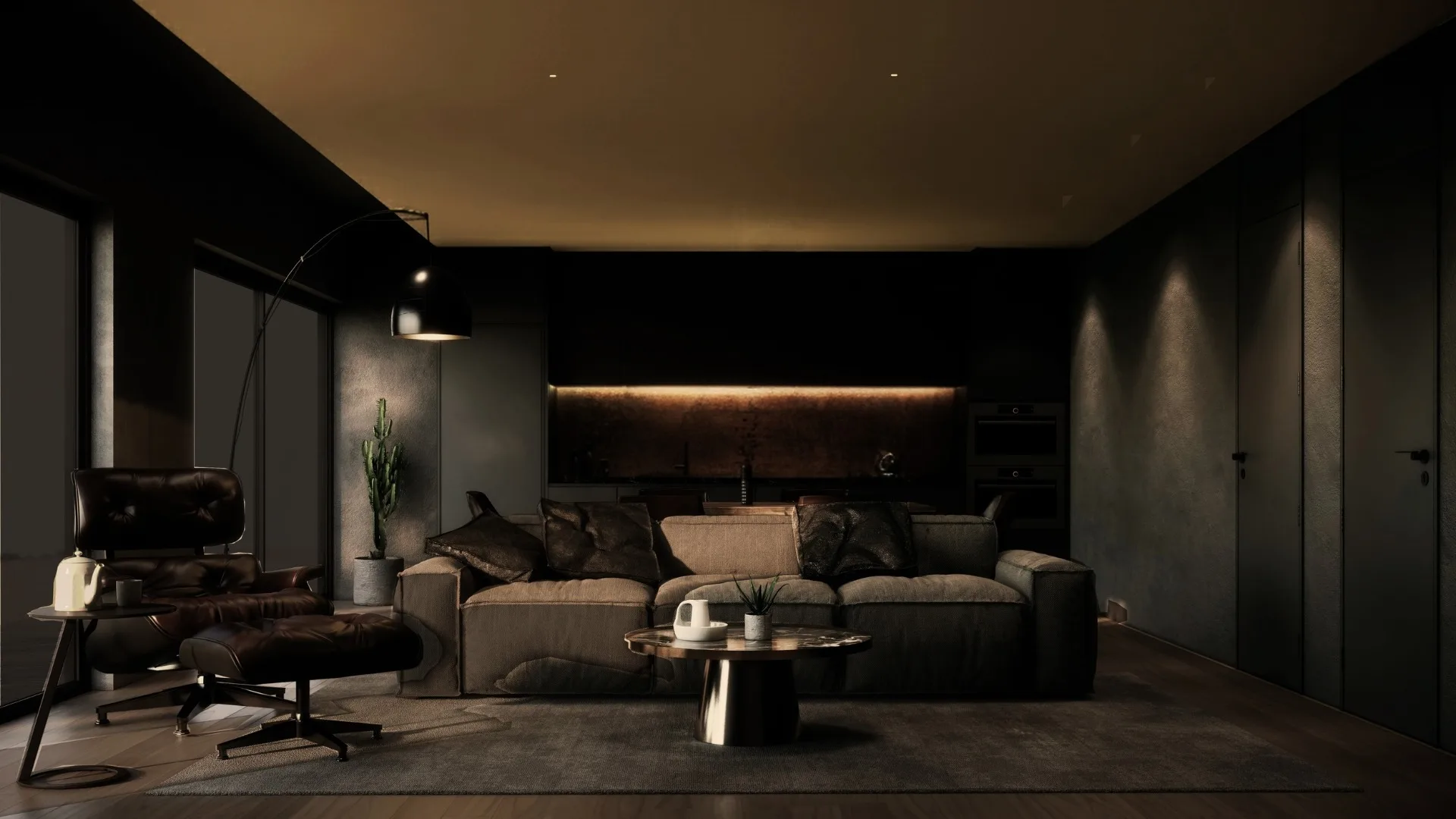 modern interior with continuous linear modular lighting system