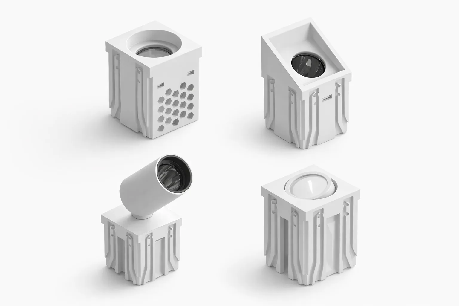 hands connecting modular lighting system components close-up